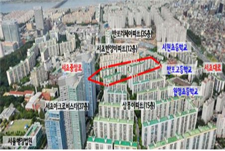 서초 한양아파트 재건축 위치도 / 서울시