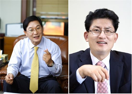 송종호 중소기업청장과 송재희 중소기업중앙회 상근부회장(왼쪽부터).