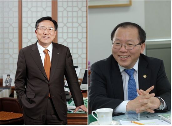 김기문 중소기업중앙회 회장과 김동선 중소기업연구원장(왼쪽부터).