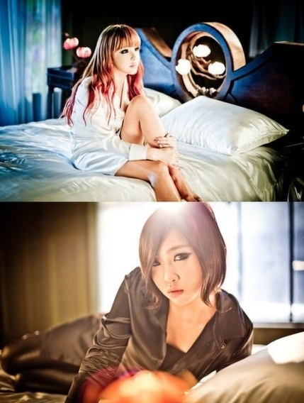 2NE1's Park Bom (top) and Minzy (bottom) [YG Entertainment]