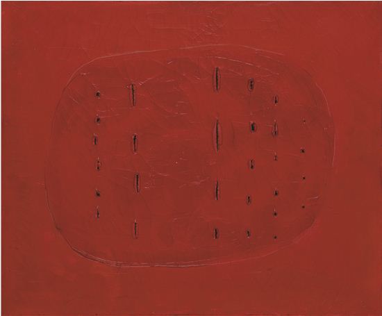 루치노 폰타나 콘체토 스파지알레_Oil on canvas whit incisions_ 49.7×60.5cm(12), 1960