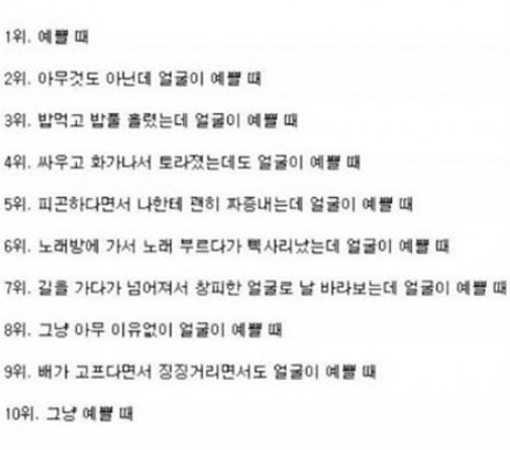 남자가 반하는 여자 순위 top10…"예쁘고 볼 일"