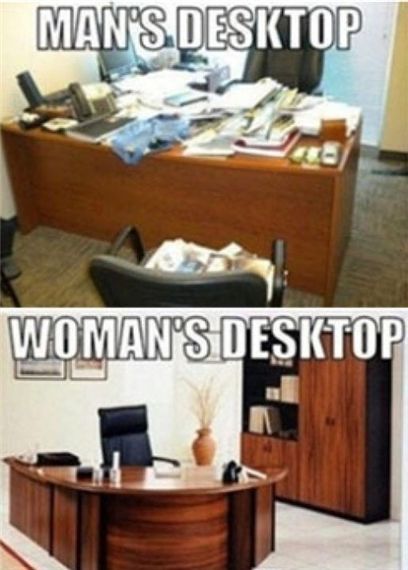 남녀 책상 비교 