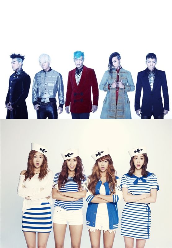Big Bang (Top) and SISTAR (bottom) [YG Entertainment/Starship Entertainment]