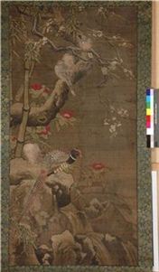 명대 화원화가 여기의 '화조도', 비단에 채색, 156.7×77.0cm, 명明 15세기 후반~16세기 초, 국립중앙박물관