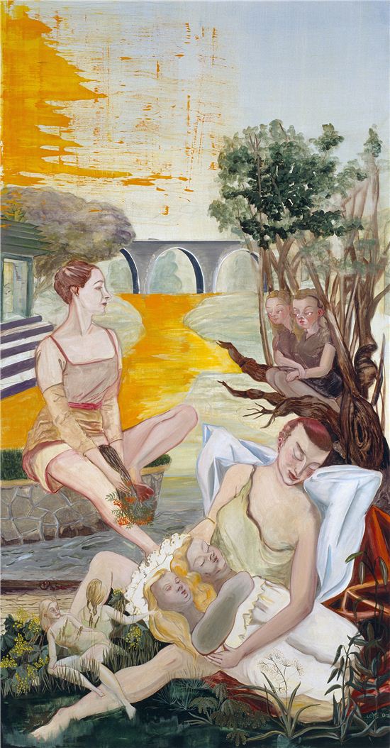 로자로이(Rosa Loy), 아침(Morgen), 2007, 266x139cm, casein(카세인) on canvas