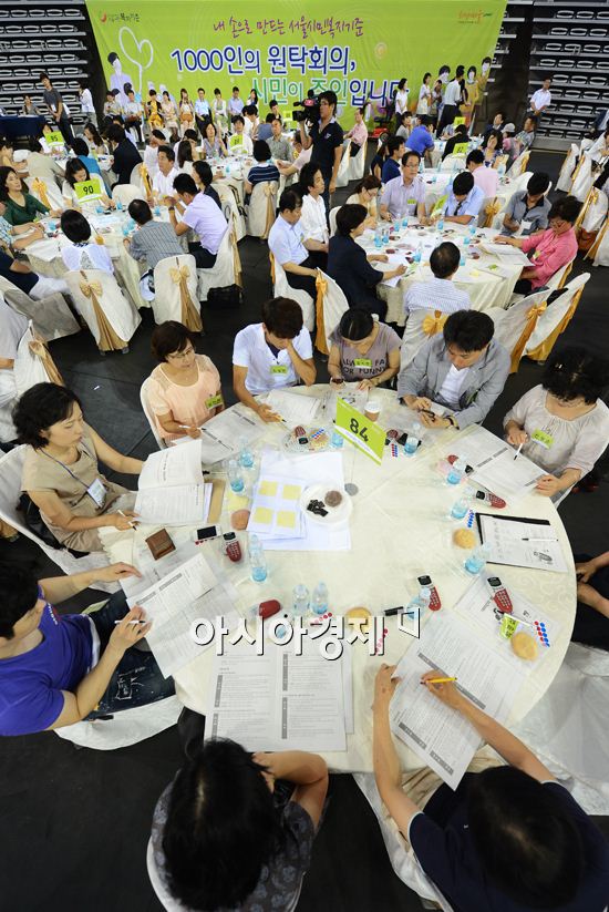 [포토]원탁에 모여 목지기준 논의하는 시민들