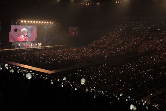 Some 24,000 fans attends BEAST's 2nd fan meeting dubbed, "The 2nd BEAST FAN MEETING in JAPAN," at the Saitama Arena in Saitama on August 8. [Cube Entertainment's official Facebook webpage]