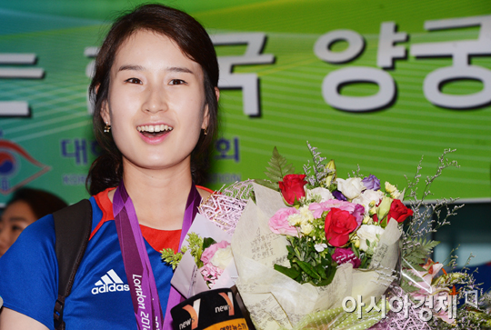 [포토] 귀국 소감 밝히는 기보배