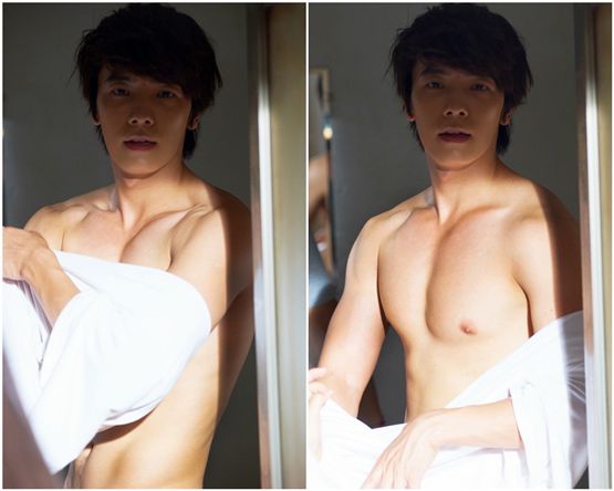 Super Junior's Donghae showing his ripped body on the set of Channel A's upcoming weekend series "Miss Panda, Mr. Hedgehog" set to air on August 18, 2012. [YTree Media]