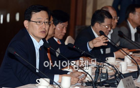 [포토] 30대 그룹 간담회 모두발언하는 홍석우 지경부 장관
