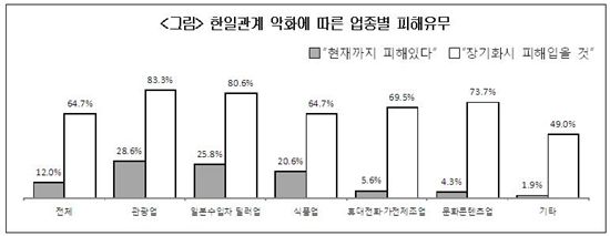 기업 12%, "韓ㆍ日간 냉각으로 이미 피해"…대응책 '無'