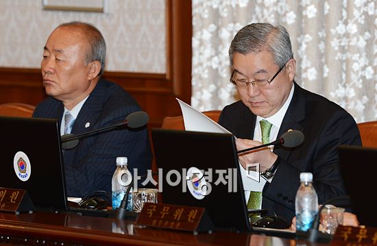 [포토]회의자료 살피는 김성환 외교통상부 장관