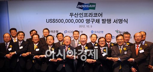 [포토]최초 영구채 발행 성공한 두산인프라코어