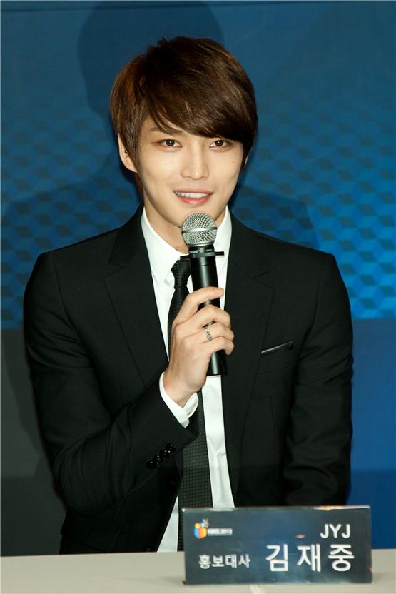 JYJ member Kim Jaejoong gives his impressions during the appointment ceremony of Korea Brand & Entertainment Expo [KBEE2012], held at Korea Trade-Investment Promotion Agency's head office in southern Seoul, Korea on October 17, 2012. [Lee Jin-hyuk/10Asia]