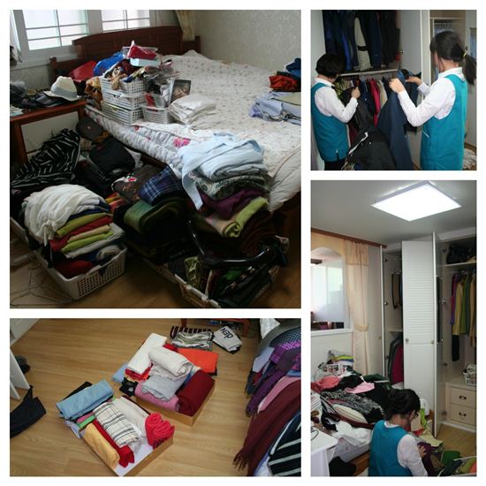 정리 컨설턴트들이 가정내 옷장 정리작업을 하고 있다. (사진 제공 : 베리굿컨설팅)