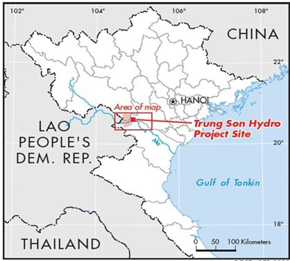 베트남 쭝선 수력발전 프로젝트 위치도.  