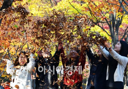 [포토]낙엽 놀이는 즐거워