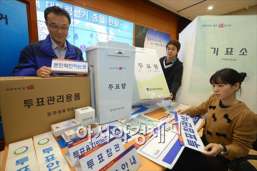 [포토]투표용품 점검하는 중앙선관위 관계자들