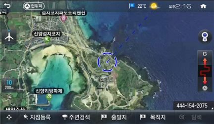 ▲ 항공사진이 탑재된 내비게이션(팅크웨어의 '아이나비 K11 에어)
