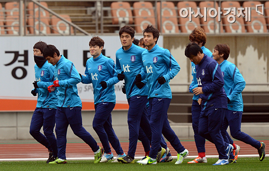 [포토] 축구대표팀 '소집 첫날 훈련은 가볍게~' 