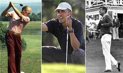 제럴드 R. 포드와 버락 오바마, 존 F. 케네디 등 전현직 미국 대통령의 골프 사진. 사진=골프닷컴.