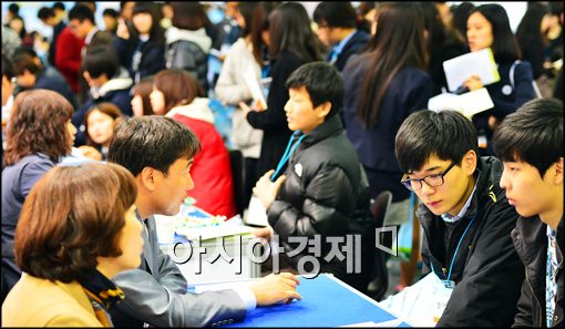 [포토]열심히 채용설명 듣는 구직자들 