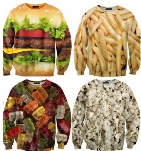 친구 살찌우는 옷…'고 칼로리 음식들로 프린팅'