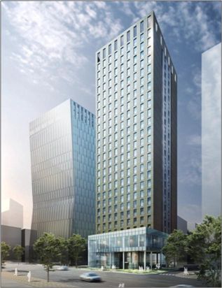 장교프로젝트금융주식회사가 을지로 한화빌딩 맞은 편에 짓는 450여실 규모의 관광호텔 투시도. 
