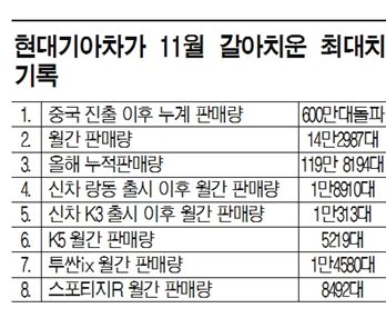 '최대, 최대' 현대·기아차 中서 기록 8개 갈아치웠다