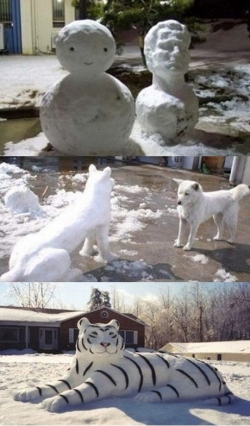 고퀄리티 눈사람, "멀리서 보면 마치 석고상 같아"