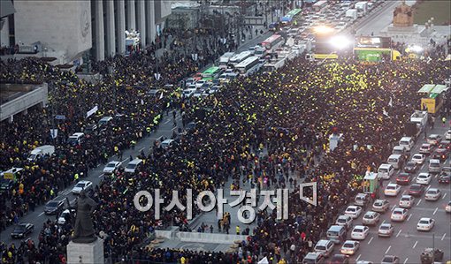 [포토]문재인 광화문 대첩에 몰린 노란물결