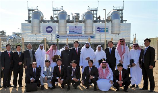 두산重, 사우디에 세계 최대용량 MED 해수담수화플랜트 준공