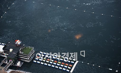 [포토]얼음속에 갇힌 오리배