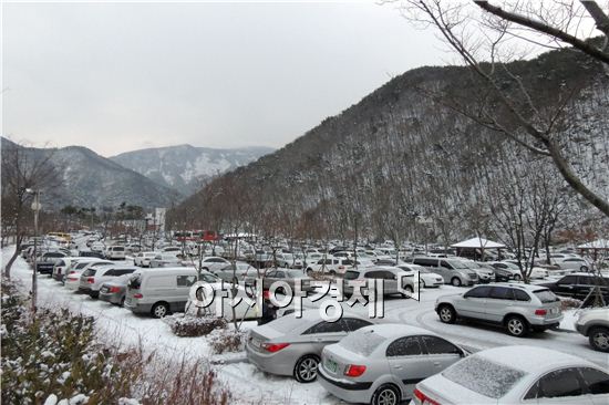 [포토]무등산 해맞이 차량 북적