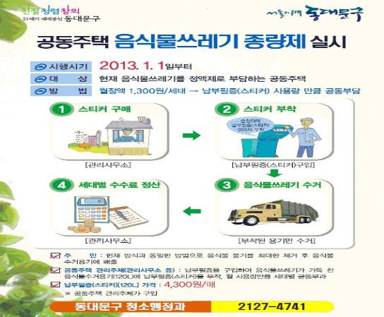 올부터 공동주택 음식물쓰레기 종량제 시행