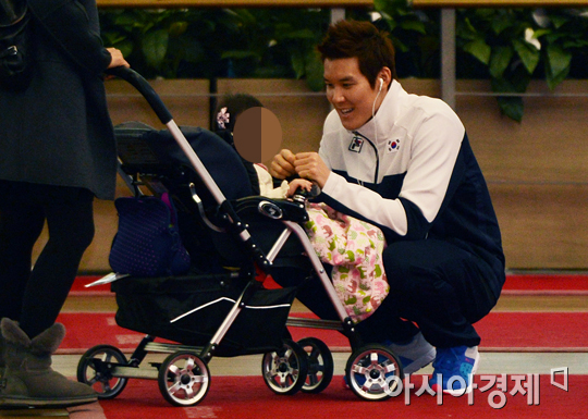 [포토] 조카바보 박태환 '삼촌 전지훈련 다녀올께~'