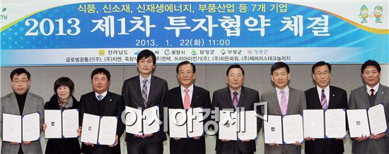 [포토]전남도, 글로벌광통신 등 7개기업과 투자협약 체결