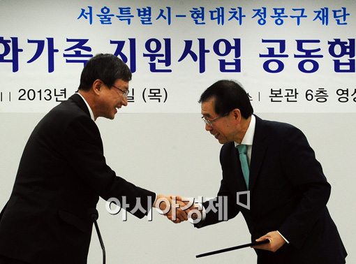 [포토]다문화 지원 협약 체결한 정몽구재단과 서울시 