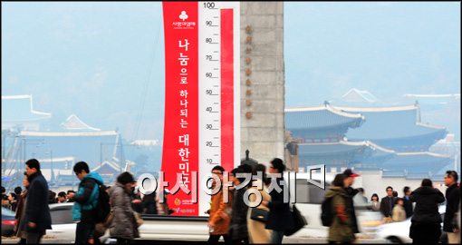 [포토]3천억 모금액 달성, 역대 최고 사랑의 온도탑