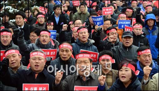[포토]함성 지르는 농민들
