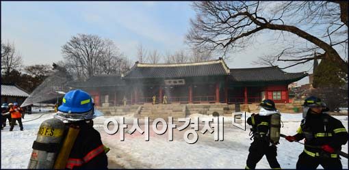 [포토]문화재 소방훈련