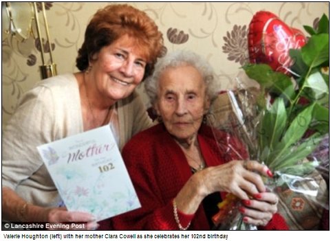 ▲ 83년간 흡연을 해 온 클라라 코웰 할머니가 102세 생일을 맞아 '금연 선언'을 했다. 
