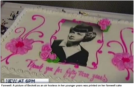 ▲ 바바라의 은퇴를 축하하는 케이크에 "감사한다"는 메시지와 함께 그녀의 젊은시절 사진이 담겨 있다. 