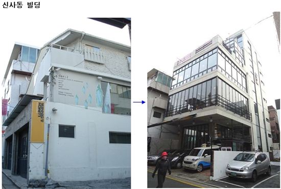 가로수길에서 볼 수 있는 배우 류승범의 신사동 건물(자료: 원빌딩)