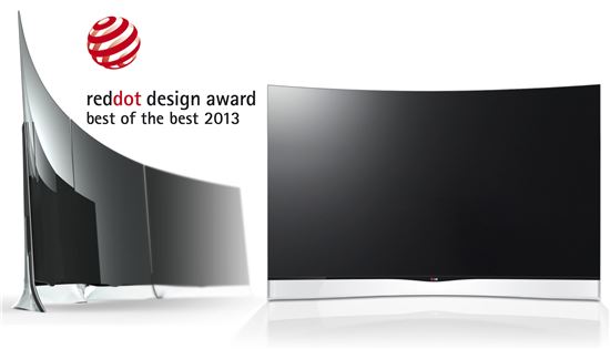 ▲'2013 레드닷 디자인상'에서 대상을 받은 LG전자 곡면 OLEDTV 'EA9800'