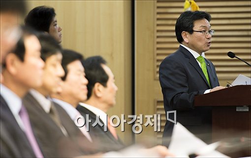 [포토]강기정 의원, 민주당 당 대표 출마 선언