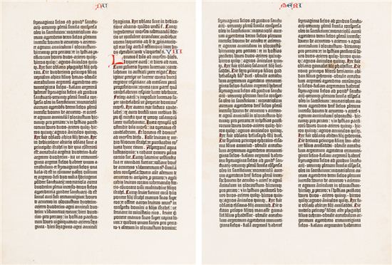 요하네스 구텐베르크(1397-1468년), '라틴어 성경', 1454년, 액자와 종이에 인쇄, 37.5x26.5cm
