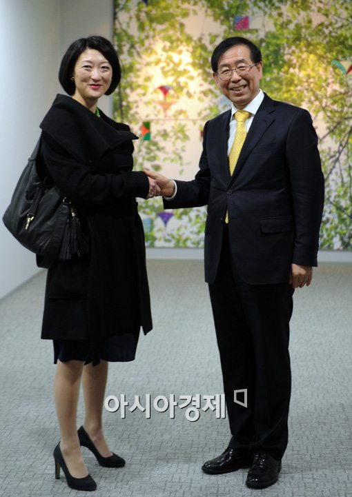 [포토]플뢰릐 펠르랭-박원순, "반갑습니다"