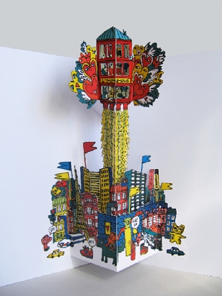 마틸드 니베의 '인쇄'(L’imprimerie)라는 제목의 팝업아트 작품,2009, 종이, 420x297mm